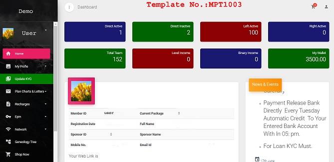 MLM Demo - Member Login - MPT1003